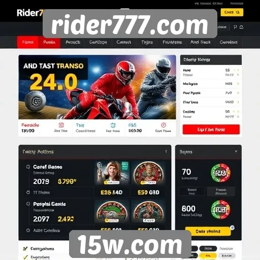 Análise da interface do usuário no rider777.com